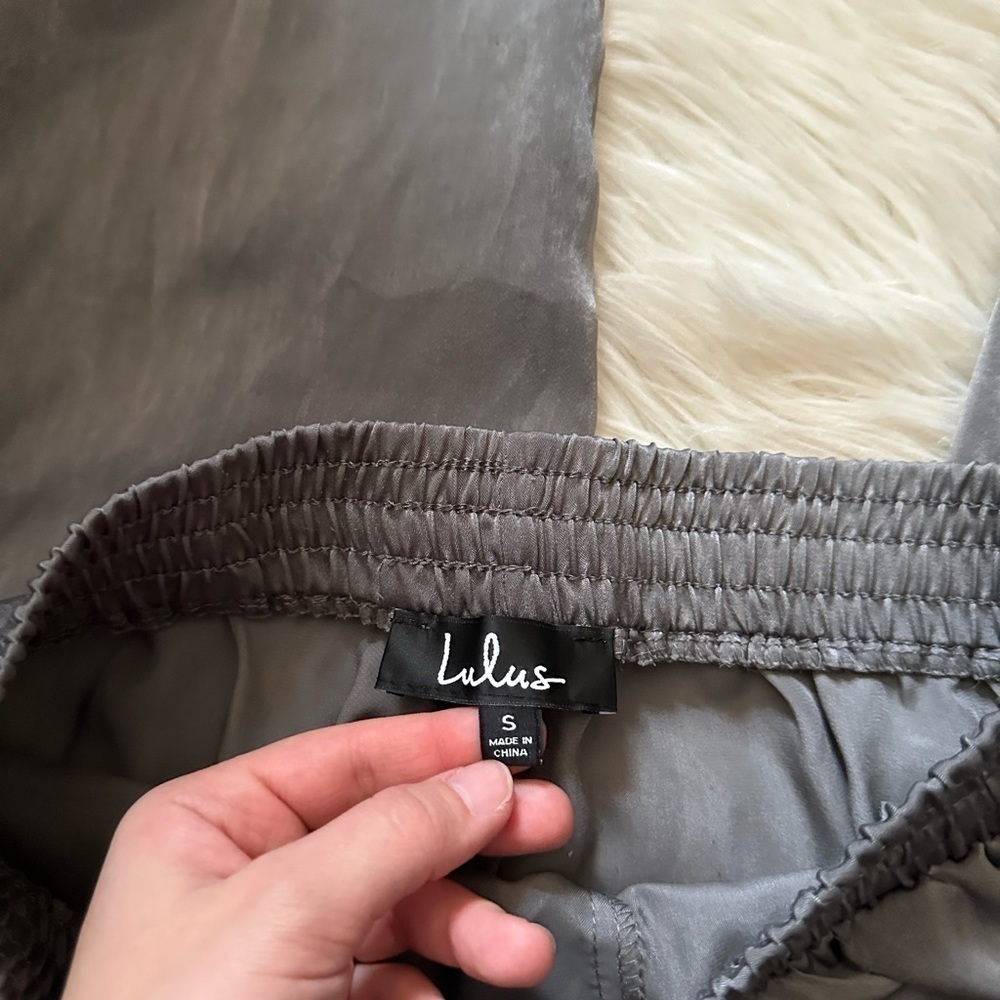 LULU’S Comfy Mindset Washed Charcoal Grey French Terry Joggers - Picture 6 of 7
